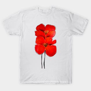 Poppies acrylic painting - red - spring T-Shirt